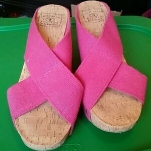 Lucky Brand Shoes LK Miller 2 Pink Cork Wedge Sandals Womens Size 9.5 M